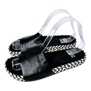Eileen fisher black leather slide sandals 6.5